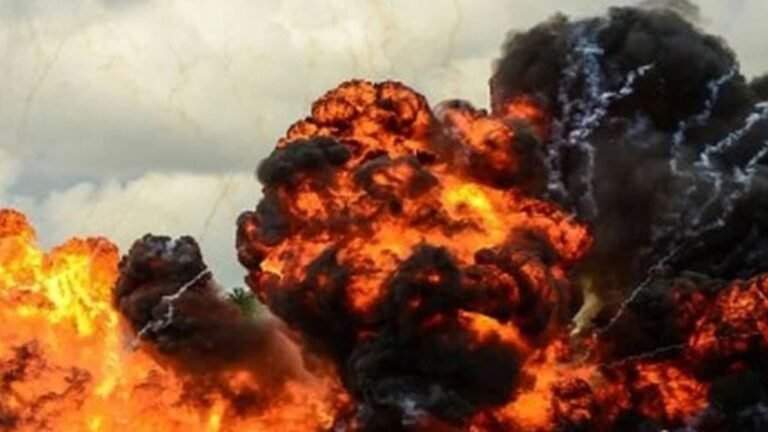 Emergency responders at DICON factory explosion site in Kaduna