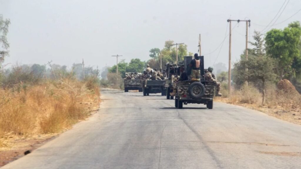 Nigerian troops and recovered ammunition during Operation Hadin Kai in Borno