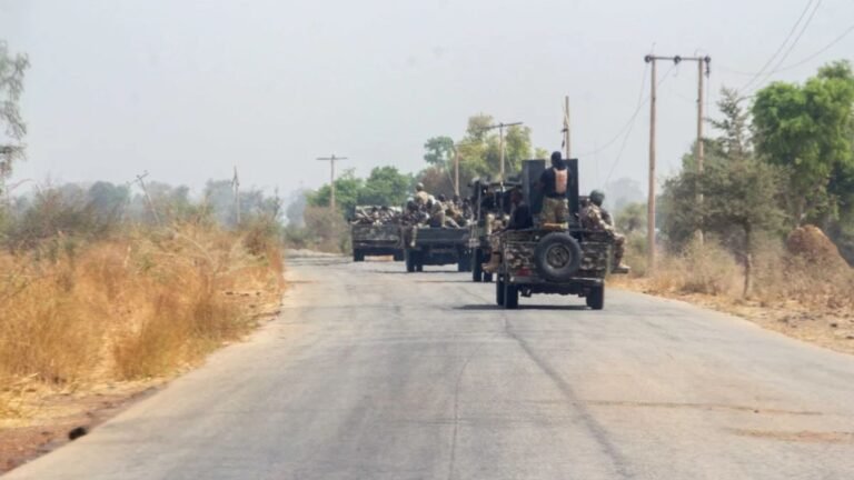 Nigerian troops and recovered ammunition during Operation Hadin Kai in Borno